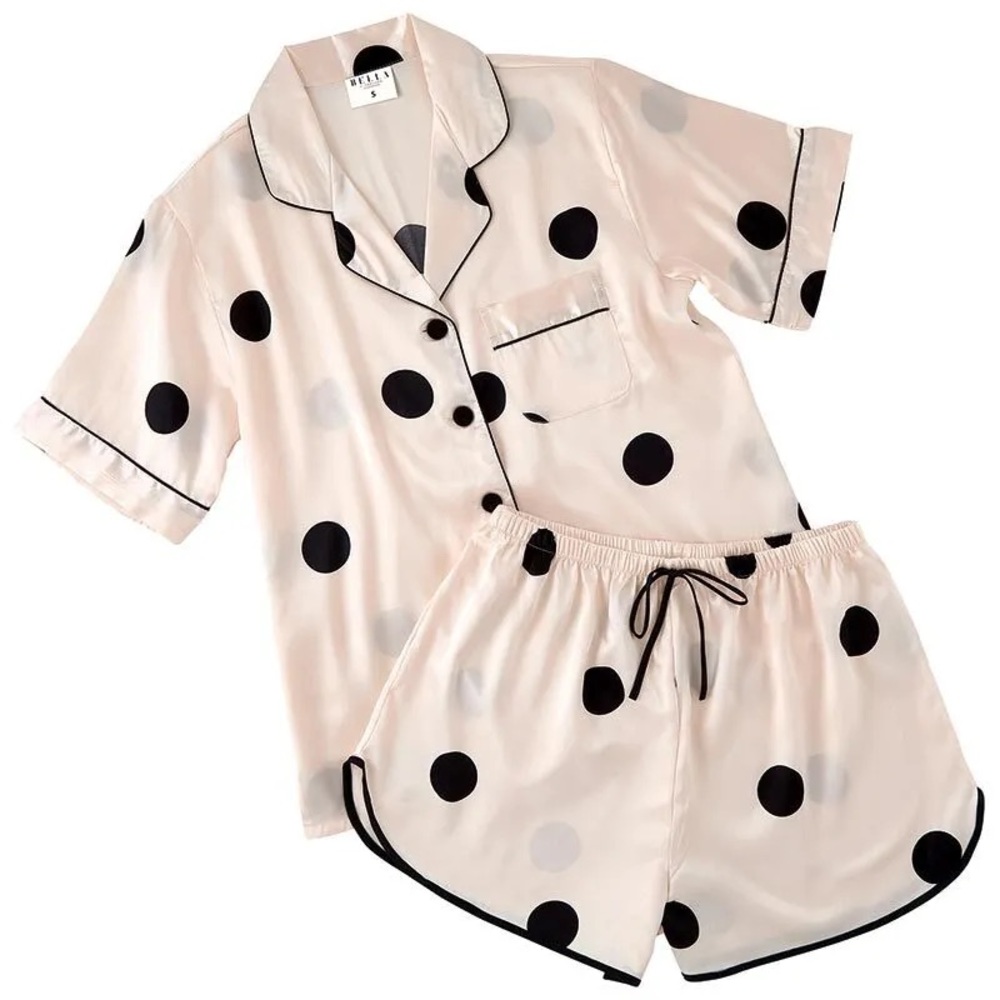 BELLA Satin Sleep Set (pink/black polka dot) NWT